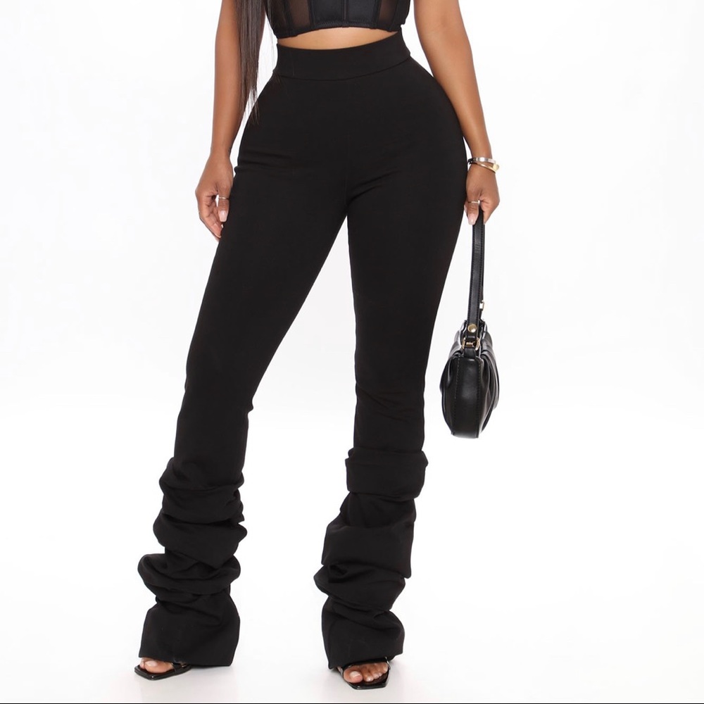 Fashion Nova Black Stacked Pants XL